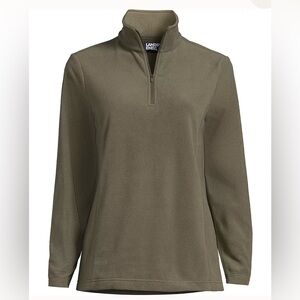 Lands End Anyweather Quarter Zip Fleece Pullover Women’s 1X Forest Moss Green